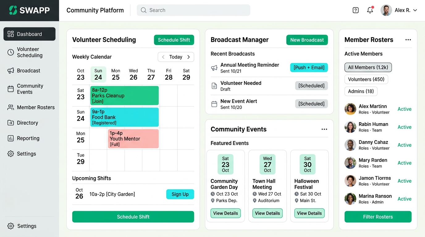SWAPP Community Hub & Volunteer Rota Dispatch Platform